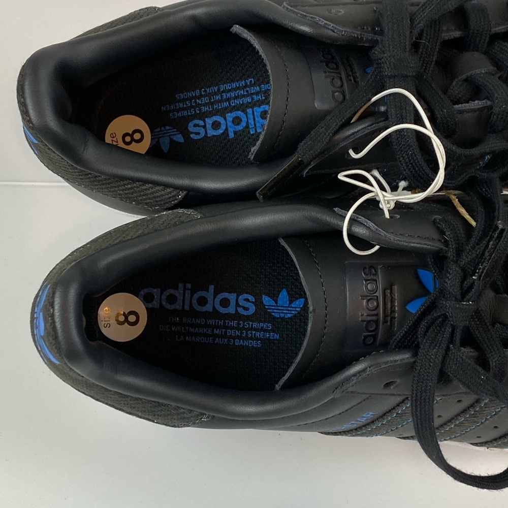 Adidas Superstar Shoes Mens 8 Denim Pack Black Leather Sneaker Classic NEW - Picture 5 of 7